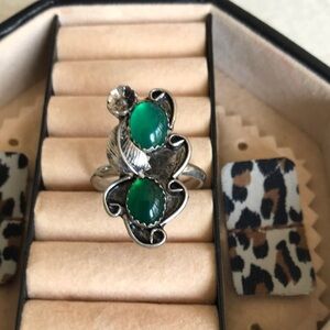 Elegant Silver native American green onyx